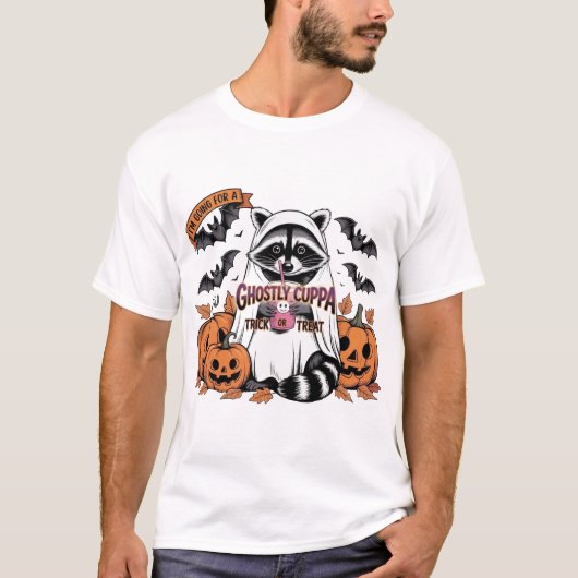 キュートなハロウィンのアライグマ幽霊 Tシャツ (正面)