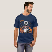 キュートなハロウィンのアライグマ幽霊 Tシャツ (正面フル)