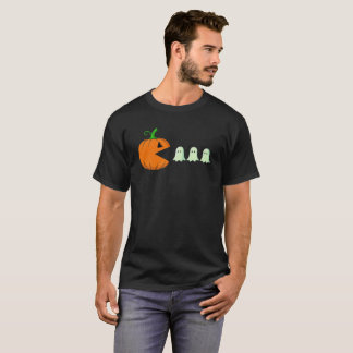 キュートなハロウィンのカボチャが幽霊を食べる面白いゲーマー Tシャツ