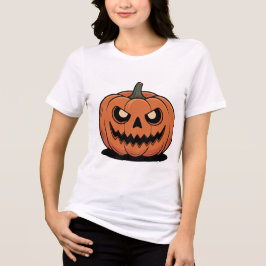キュートなハロウィンのカボチャの女性用ホワイトTシャツ トライブレンドTシャツ