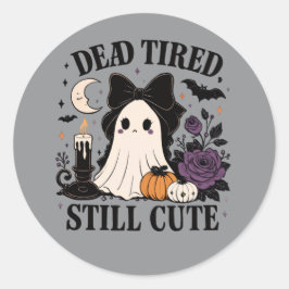 キュートなハロウィンのコケット風リボンのおばけ ラウンドシール