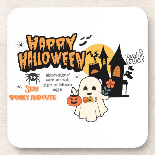 キュートなハロウィンのパンプキンコースター - 子供向けのスプー コースター (正面)