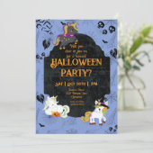 キュートなハロウィンのユニコーン1パーティー 招待状 (スタンド正面)