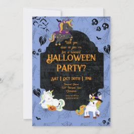 キュートなハロウィンのユニコーン1パーティー 招待状