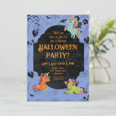キュートなハロウィンのユニコーン2パーティー 招待状 (スタンド正面)