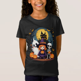 キュートなハロウィンの子供用Tシャツ オバケ 魔女 ガイコツ Tシャツ