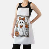 キュートなハロウィンの幽霊 ビンテージ風彫刻Tシャツ デザイン エプロン (インサイチュ)