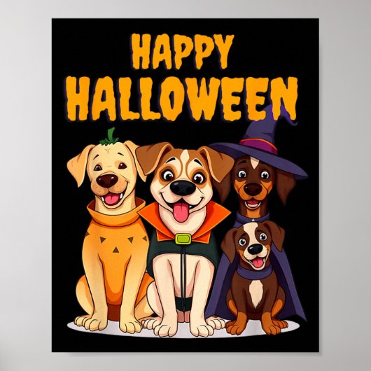 キュートなハロウィンの犬の面白いデザイン ポスター (正面)