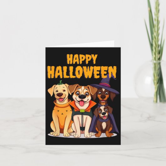 キュートなハロウィンの犬 - ユニークなデザイン カード (正面)