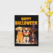 キュートなハロウィンの犬 - ユニークなデザイン カード (黄色い花)