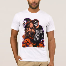 キュートなハロウィンカップルコスチュームTシャツ - スプーキーカップル Tシャツ