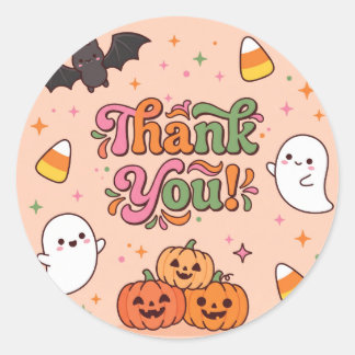 キュートなハロウィンサンキューラウンドステッカー ラウンドシール