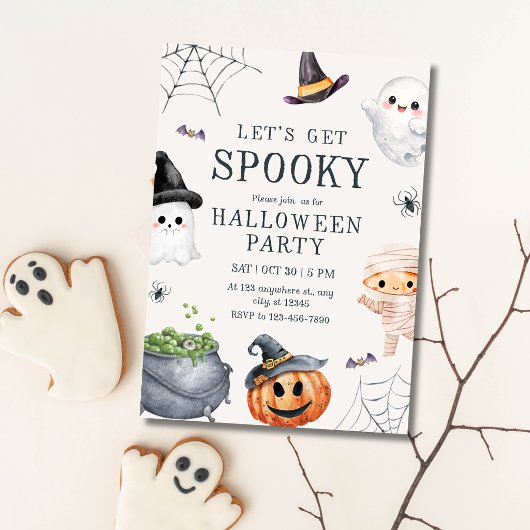 キュートなハロウィンパーティーのおばけカッコウ 招待状