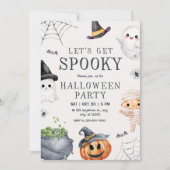キュートなハロウィンパーティーのおばけカッコウ 招待状 (正面)