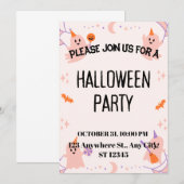 キュートなハロウィンパーティー招待状 セーブザデート (正面/裏面)