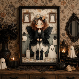 キュートなハロウィンフェアリーゴーストの幻想的な壁のアート ポスター