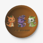 キュートなハロウィンベイビードラゴン丸型紙皿 ペーパープレート (正面)
