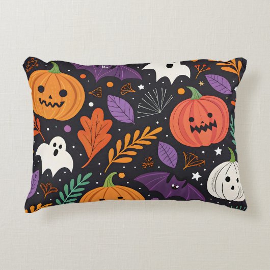 キュートなハロウィンマジック柄 アクセントクッション (正面)