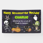 キュートなハロウィンモンスターの楽しい誕生日 横断幕 (横)
