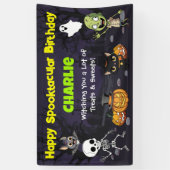 キュートなハロウィンモンスターの楽しい誕生日 横断幕 (縦)