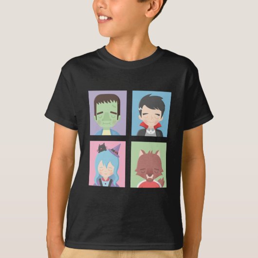 キュートなハロウィンモンスター キッズTシャツ Tシャツ (正面)