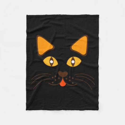 キュートなハロウィン衣装 猫の顔 フリースブランケット (正面)