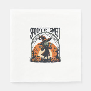 キュートなハロウィン魔女 スプーキーだけどスイートなヴィンテージTシャツ_ スタンダードランチョンナプキン