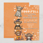 キュートなハロウィン・ハイランドコウボウの誕生日 招待状 (正面/裏面)
