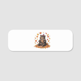 キュートなハロウィン・パンプキンスパイス・ベア・コージー・オータムTシャツ 名札