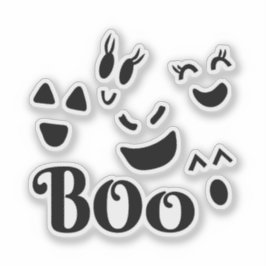 キュートなハロウィン モノクロBOOおばけビニール シール