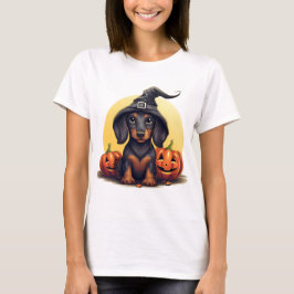 キュートなハロウィーンのダックスフントの魔女Tシャツ – スプーキー！ Tシャツ