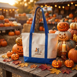 キュートなハロウィーンの女の子 スケルトン ゴースト パンプキン トートバッグ