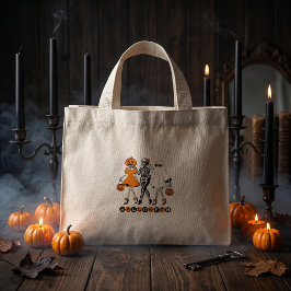 キュートなハロウィーンの女の子 スケルトン ゴースト パンプキン ミニトートバッグ