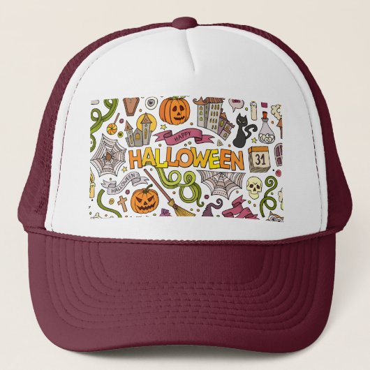 キュートなハロウィーンの落書きパターン キャップ (正面)