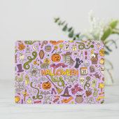 キュートなハロウィーンの落書きパターン 招待状 (スタンド正面)