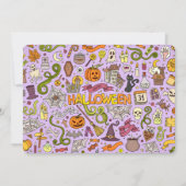 キュートなハロウィーンの落書きパターン 招待状 (正面)