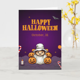 キュートなハロウィーンカード 幽霊、カボチャ カード