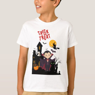 キュートなハロウィーン吸血鬼のトリック・オア・トリート グラフィックアパレル Tシャツ