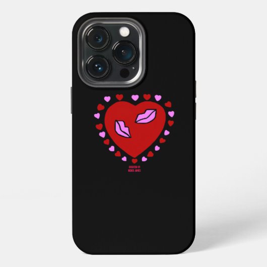 キュートなハートキス Apple iPhone 13 Pro カー iPhoneケース (裏面)