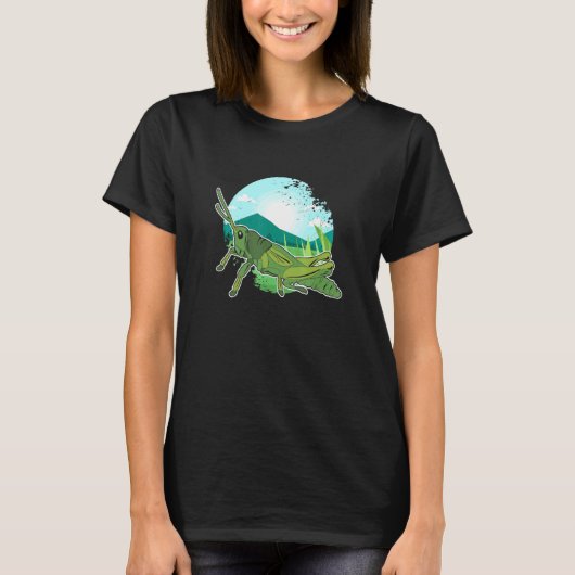 キュートなバッタ昆虫愛好家 Tシャツ (正面)