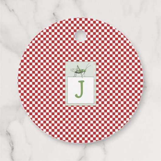 キュートなバッタ誕生日パーティーサークルありがとう フェイバータグ (裏面)