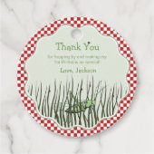 キュートなバッタ誕生日パーティーサークルありがとう フェイバータグ (正面)