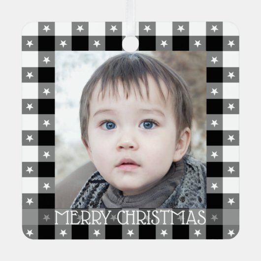 キュートなバッファロープレイドと星名前をカスタムする&写真 メタルオーナメント (正面)