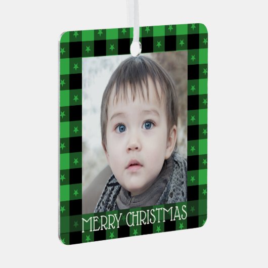 キュートなバッファロープレイドと星名前をカスタムする&写真 メタルオーナメント (正面右)