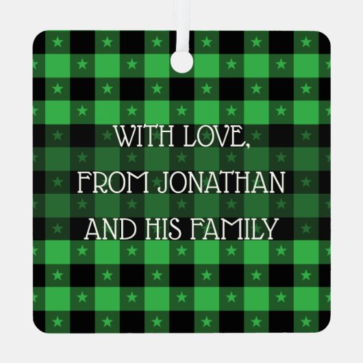 キュートなバッファロープレイドと星名前をカスタムする&写真 メタルオーナメント (裏面)