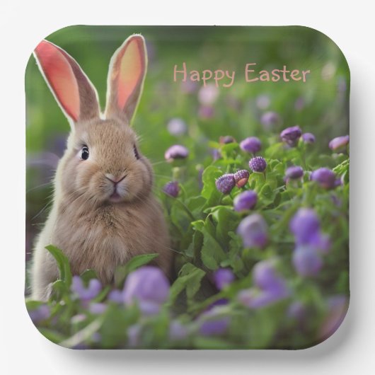 キュートなバニーイースター ペーパープレート (正面)