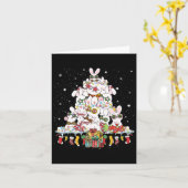 キュートなバニークリスマスツリーホワイトウサギ囲み カード (黄色い花)