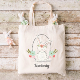 キュートなバニーパーソナライズされたイースター トートバッグ