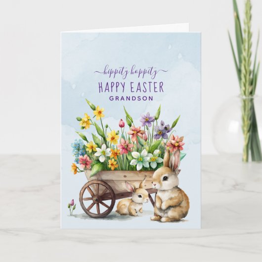 キュートなバニーパーソナライズされた孫イースター シーズンカード (正面)