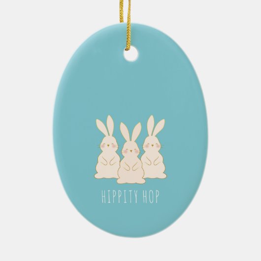 キュートなバニーパーソナライズされた復活祭 セラミックオーナメント (裏面)